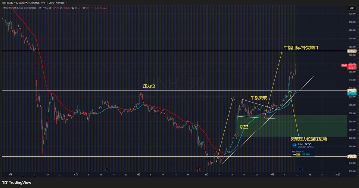 $UNH 看好了一个牛旗不是立